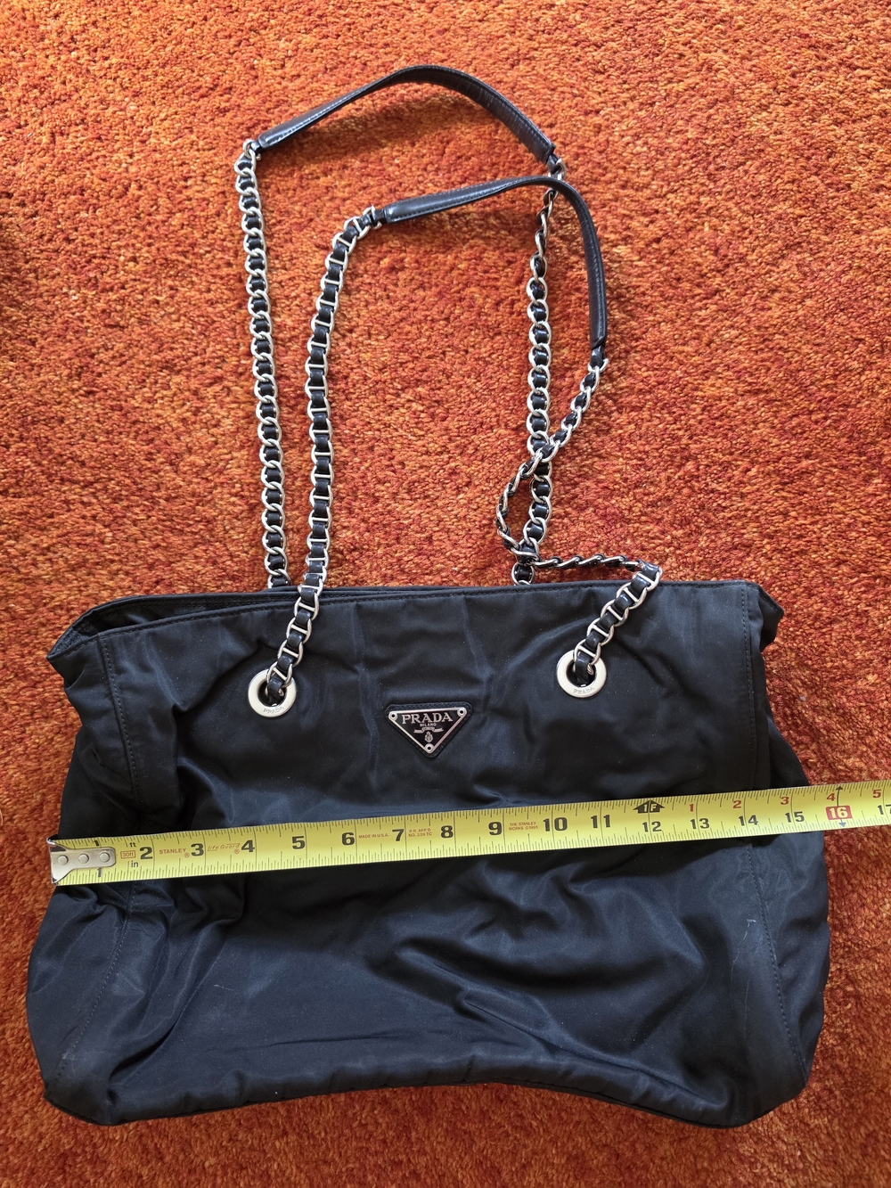 Prada Black Nylon Chain-Handle Tote
